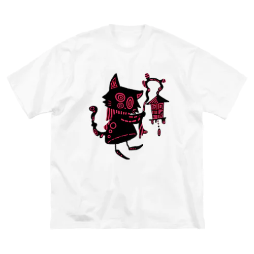 赤信号(猫) ビッグシルエットTシャツ