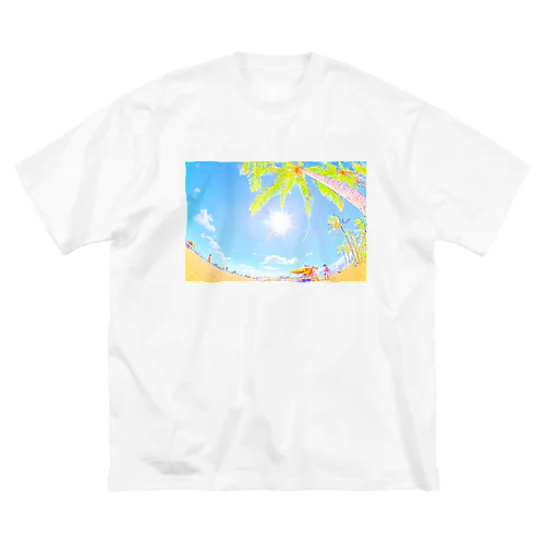 ハワイワイキキビーチ（イラスト） ビッグシルエットTシャツ