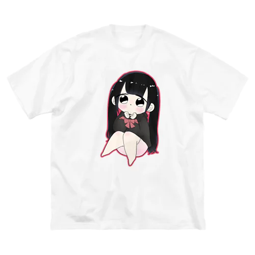 黒髪リボンの少女 ビッグシルエットTシャツ