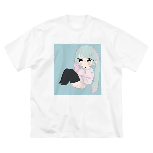 だぼだぼパーカーと黒ニーソの少女 ビッグシルエットTシャツ