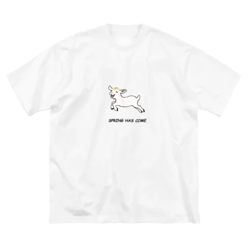 春をよろこぶ子ヤギ-花かんむり ビッグシルエットTシャツ