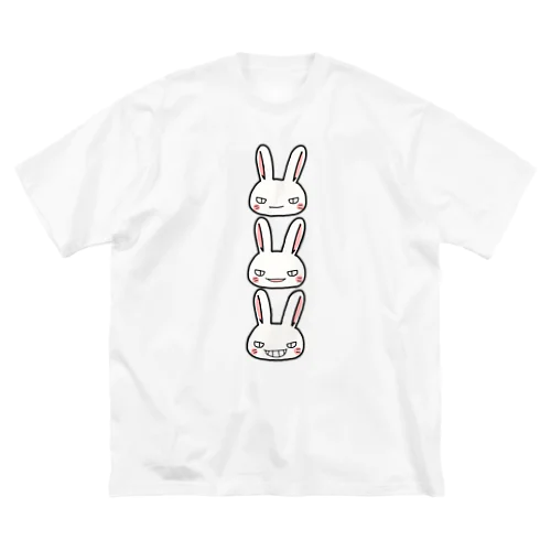 シシシうさぎ　顔３つ ビッグシルエットTシャツ