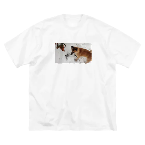 枯れた花と犬 ビッグシルエットTシャツ