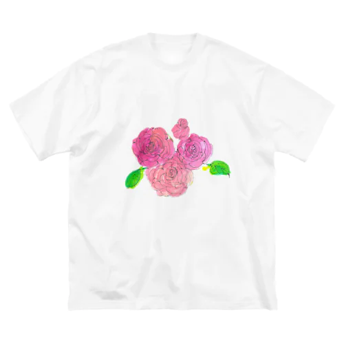 薔薇の花 ビッグシルエットTシャツ