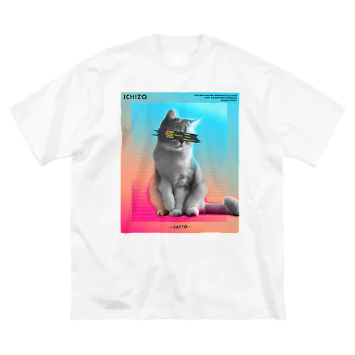 目線猫一三 ビッグシルエットTシャツ