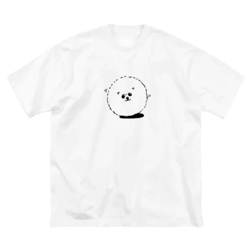 白　まんまるポメラニアン ビッグシルエットTシャツ