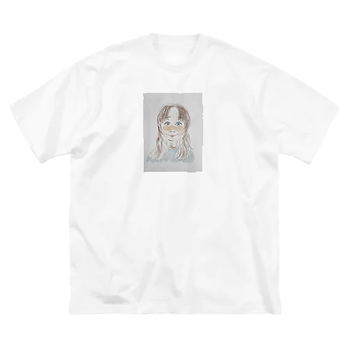 水彩画女の子 ビッグシルエットTシャツ