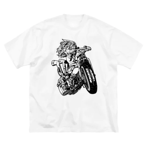 飛行自転車（クロ） ビッグシルエットTシャツ