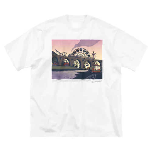 蒸気機関車と遊園地（ピンクパープル） Big T-Shirt