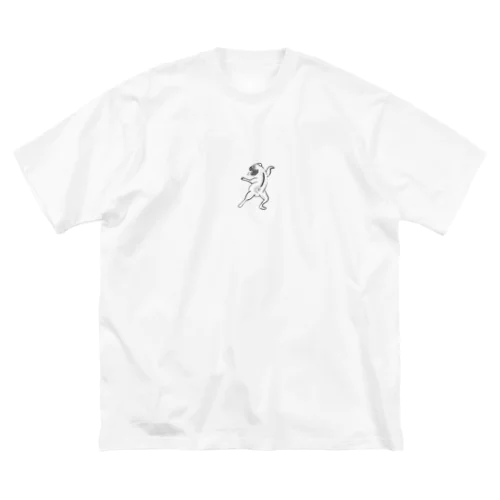 鳥獣戯画風パグ 文字なし Big T-Shirt