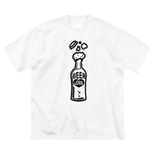 ILOVEBEER-ビール瓶-お酒好きに-黒 ビッグシルエットTシャツ