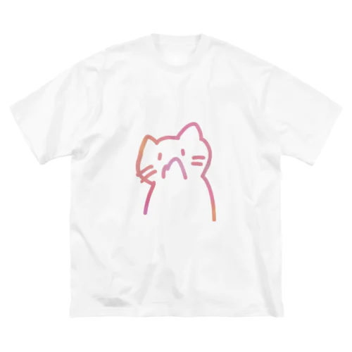 奇声を発するネコ(ピンク) ビッグシルエットTシャツ