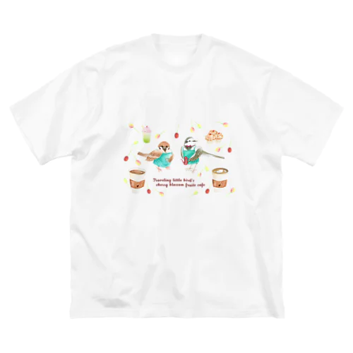 旅する小鳥の桜の実カフェ ビッグシルエットTシャツ
