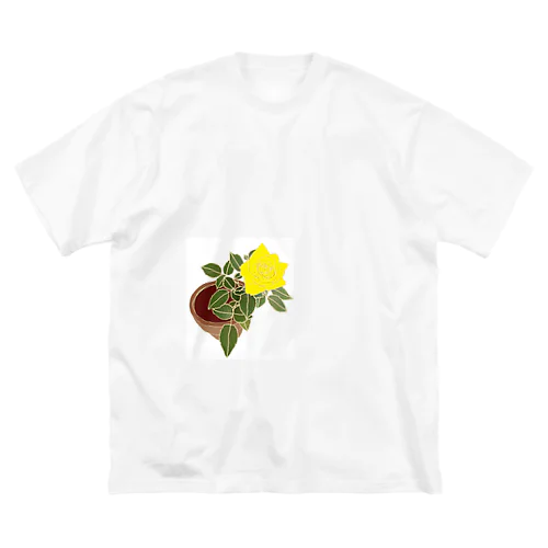 ミニバラ（黄）　Miniature Rose (Yellow) ビッグシルエットTシャツ