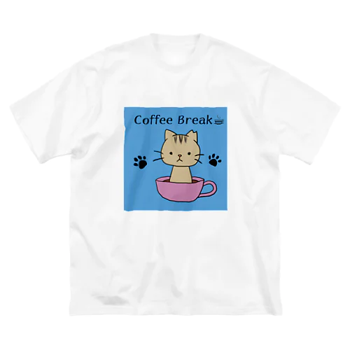 キジトラ さくら 猫（Coffee Break） ビッグシルエットTシャツ