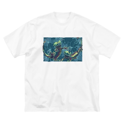 カサブランカとクレステッドゲッコー(グリーン) Big T-Shirt