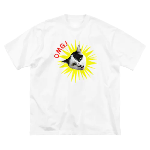 びっくり猫ちゃんOMG！ ビッグシルエットTシャツ