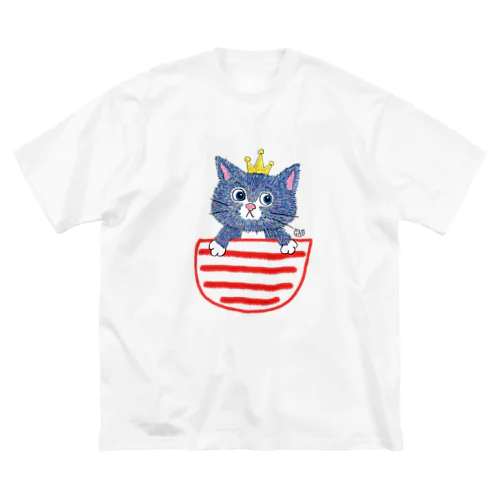 ねこのおうさま in ポケット ビッグシルエットTシャツ