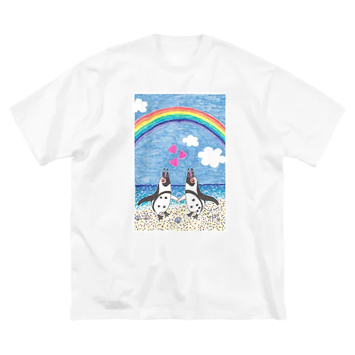 虹の下で鳴き合うケープペンギン Big T-Shirt