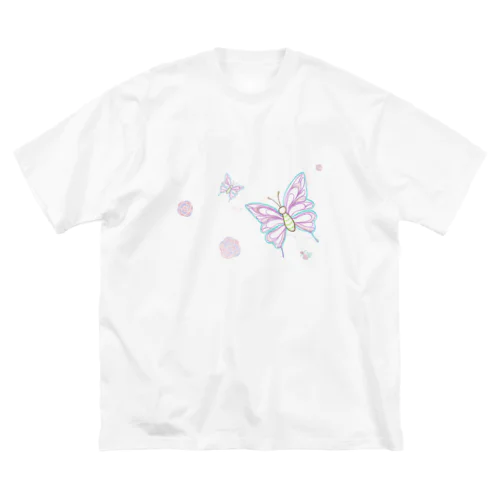 蝶とバラ ビッグシルエットTシャツ