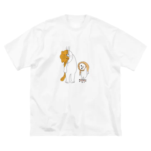 ネコとメンフクロウ ビッグシルエットTシャツ