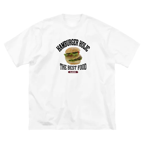 ハンバーガー（ビンテージ風） ビッグシルエットTシャツ