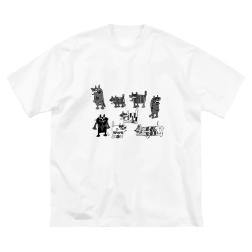 モノクロやべえ柄のキテレツねこグッズ Big T-Shirt