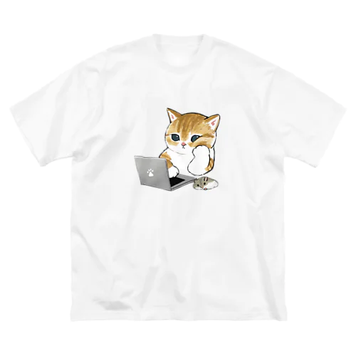 在宅勤務にゃん ビッグシルエットTシャツ