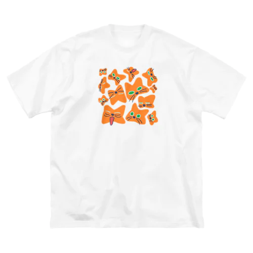 ネコアメーバ　オレンジ ビッグシルエットTシャツ