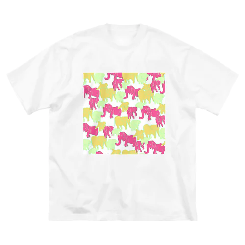 サヴァサヴァ ゾウ柄（ピンク） ビッグシルエットTシャツ