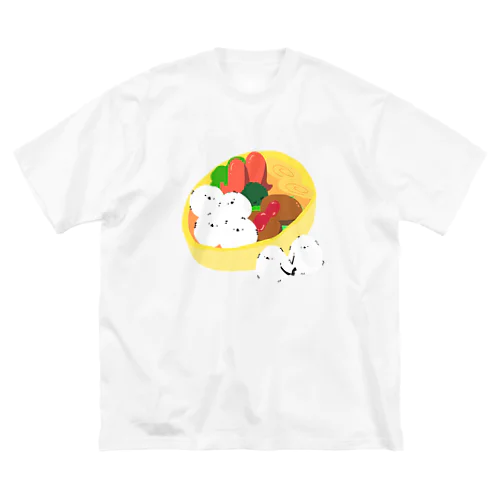 シマエナガ×お弁当 ビッグシルエットTシャツ