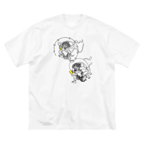 名画 × BEER（風神雷神）黒線画 *文字なしver. Big T-Shirt