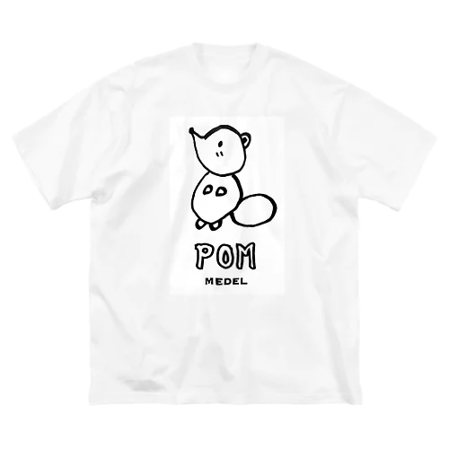 しあわせの白い狸のポン(手描きver.) ビッグシルエットTシャツ