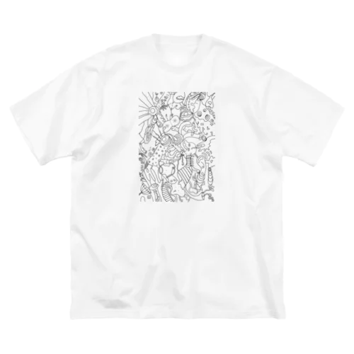 trippy world 白黒 ビッグシルエットTシャツ