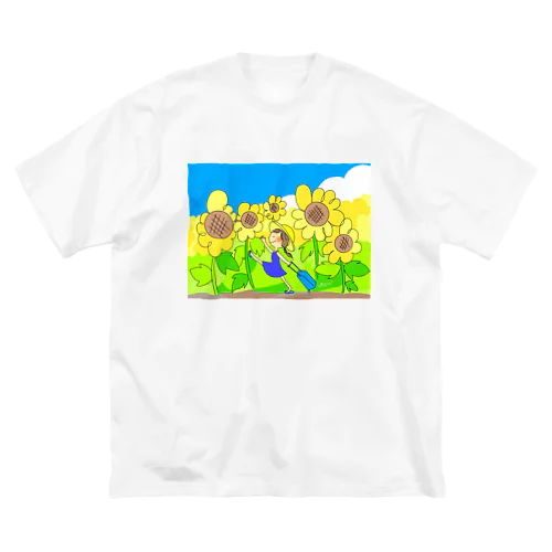 向日葵のおんなのこ ビッグシルエットTシャツ