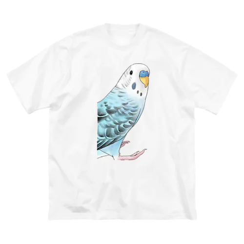 振りむきセキセイインコちゃん【まめるりはことり】 ビッグシルエットTシャツ