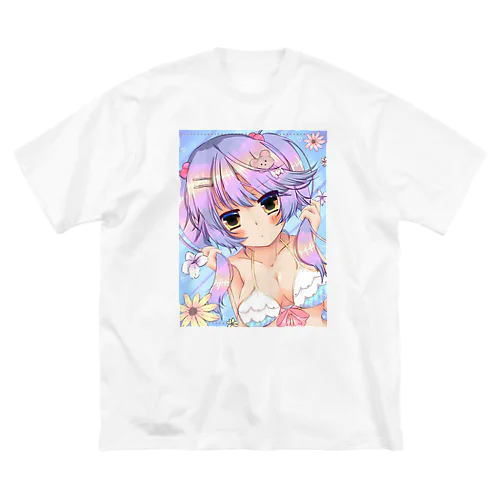 かわいい水着の女の子 ビッグシルエットTシャツ