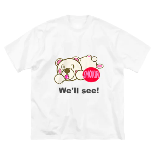 うつぶせモクモックマB 白 ビッグシルエットTシャツ