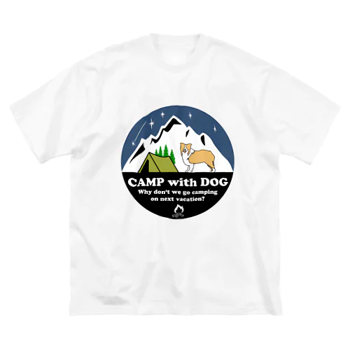 Camp with dog (ボーダーコリー　レッド） ビッグシルエットTシャツ