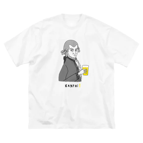 偉人 × BEER（モーツァルト）黒線画 ビッグシルエットTシャツ