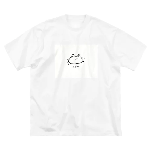 고양이 ﾈｺﾁｬﾝ 韓国語 ビッグシルエットTシャツ