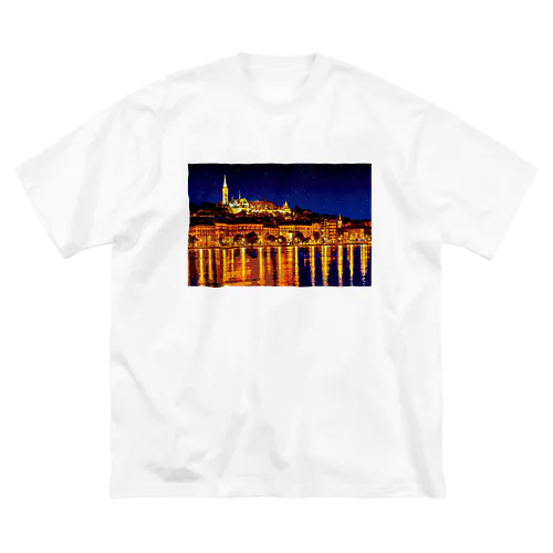 ハンガリー ブダペストの夜景 ビッグシルエットTシャツ