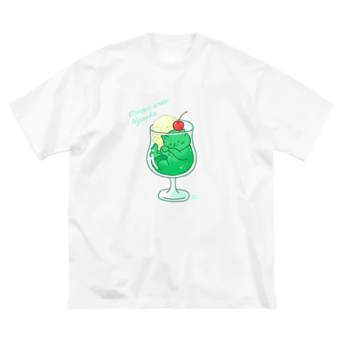 クリームソーダにゃんこ ビッグシルエットTシャツ