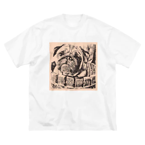 パグTYPE-A（I love pugs） ビッグシルエットTシャツ