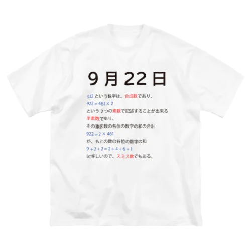 9月22日 ビッグシルエットTシャツ