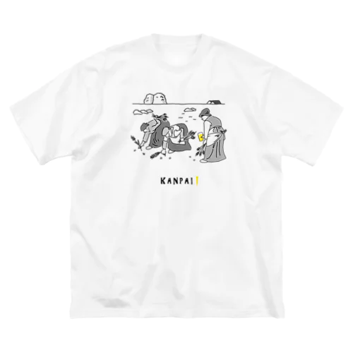 名画 × BEER（落穂拾い）黒線画 Big T-Shirt