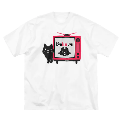 黒猫のテレビに出るにゃー L ビッグシルエットTシャツ