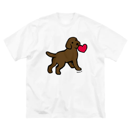 チョコラブパピーと赤いハート ビッグシルエットTシャツ