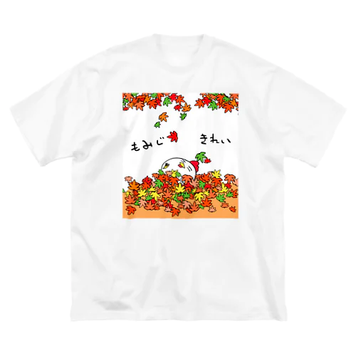 ニワトリと紅葉 ビッグシルエットTシャツ