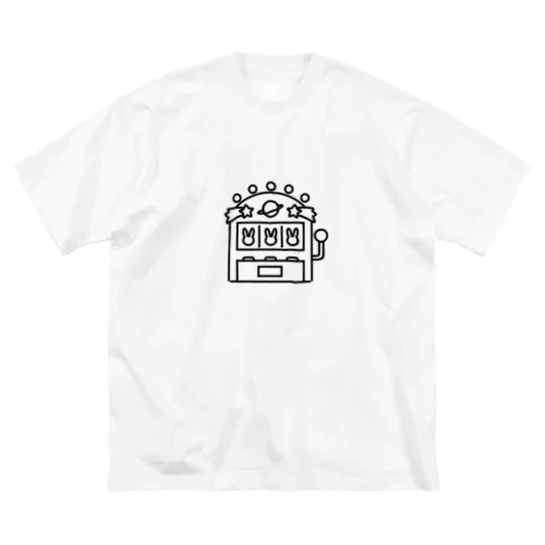 うさぎスロット/黒 ビッグシルエットTシャツ